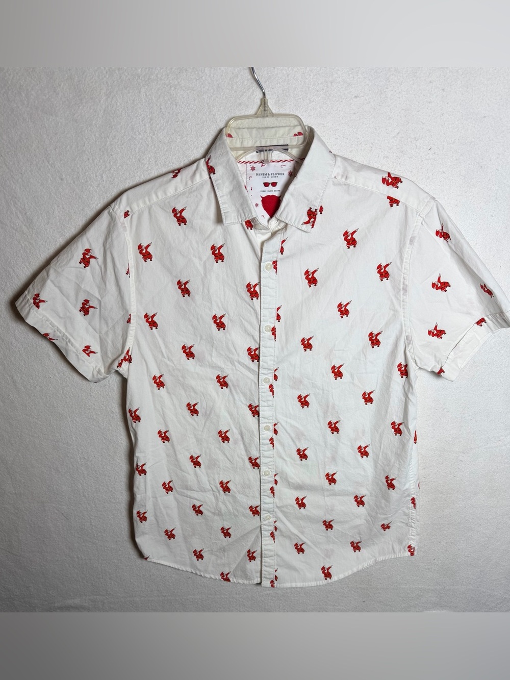 Denim & Flower Ricky Singh Dabbing Santa Claus Christmas Button Down Shirt M